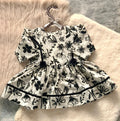 0702-Black and white CHIKANKARI LAWN Baby Girl Frock