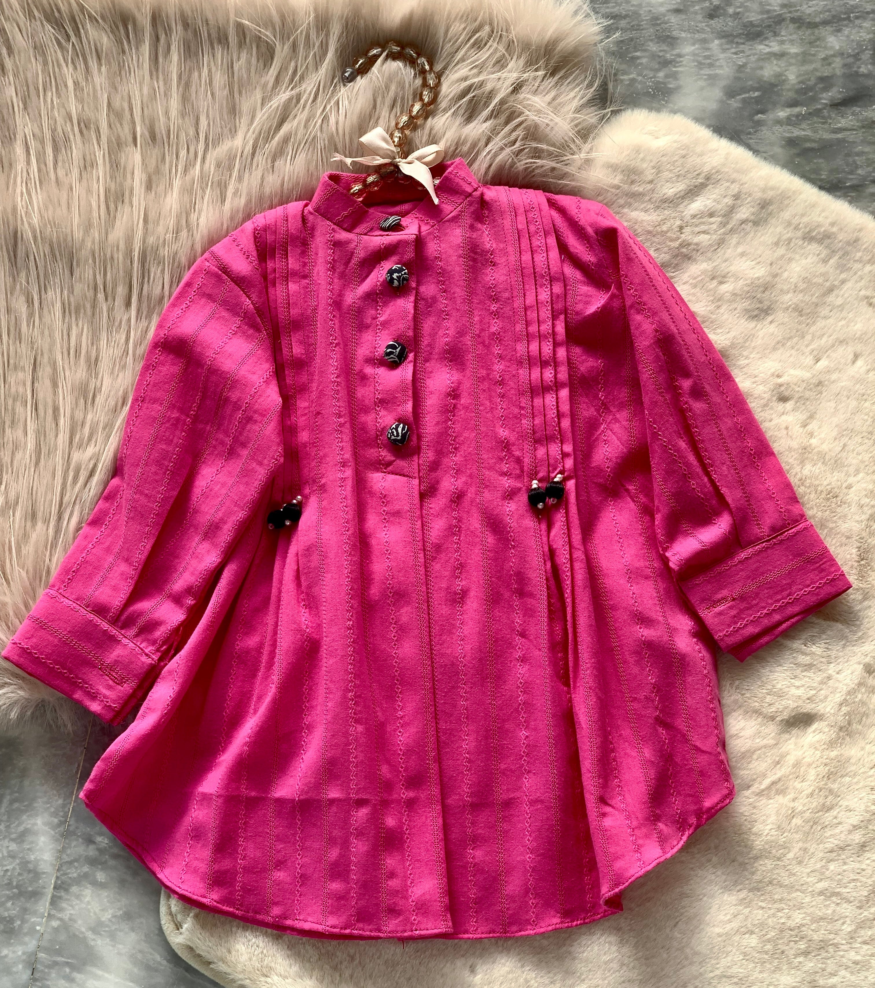 0704-Pink DORIA LAWN FROCK For Baby Girl