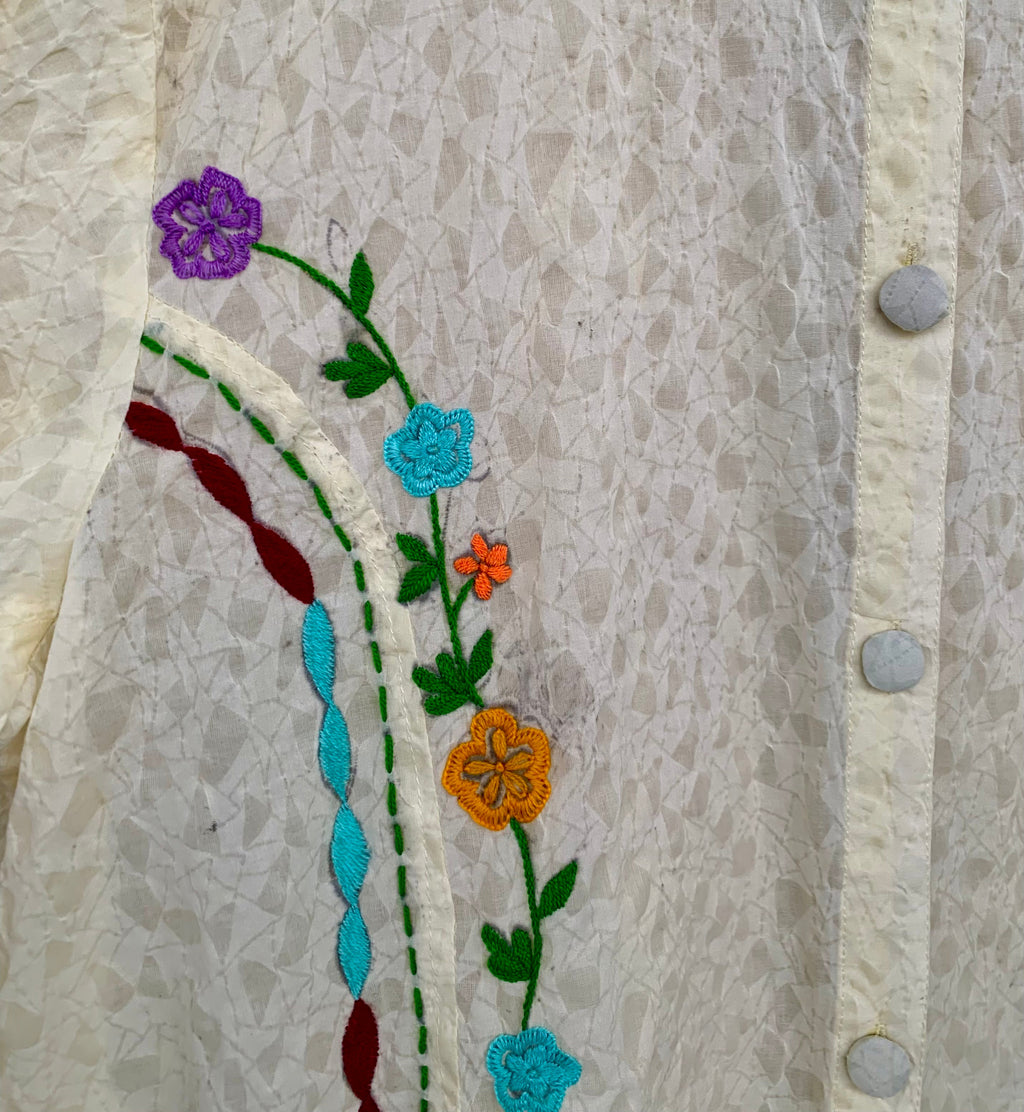 0984-SELFPRINT LAWN HAND STITCHED EMBROIDERY GOWN