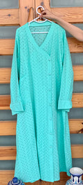 0988-CHIKANKARI SOFT COTTON ABBAYA/GOWN