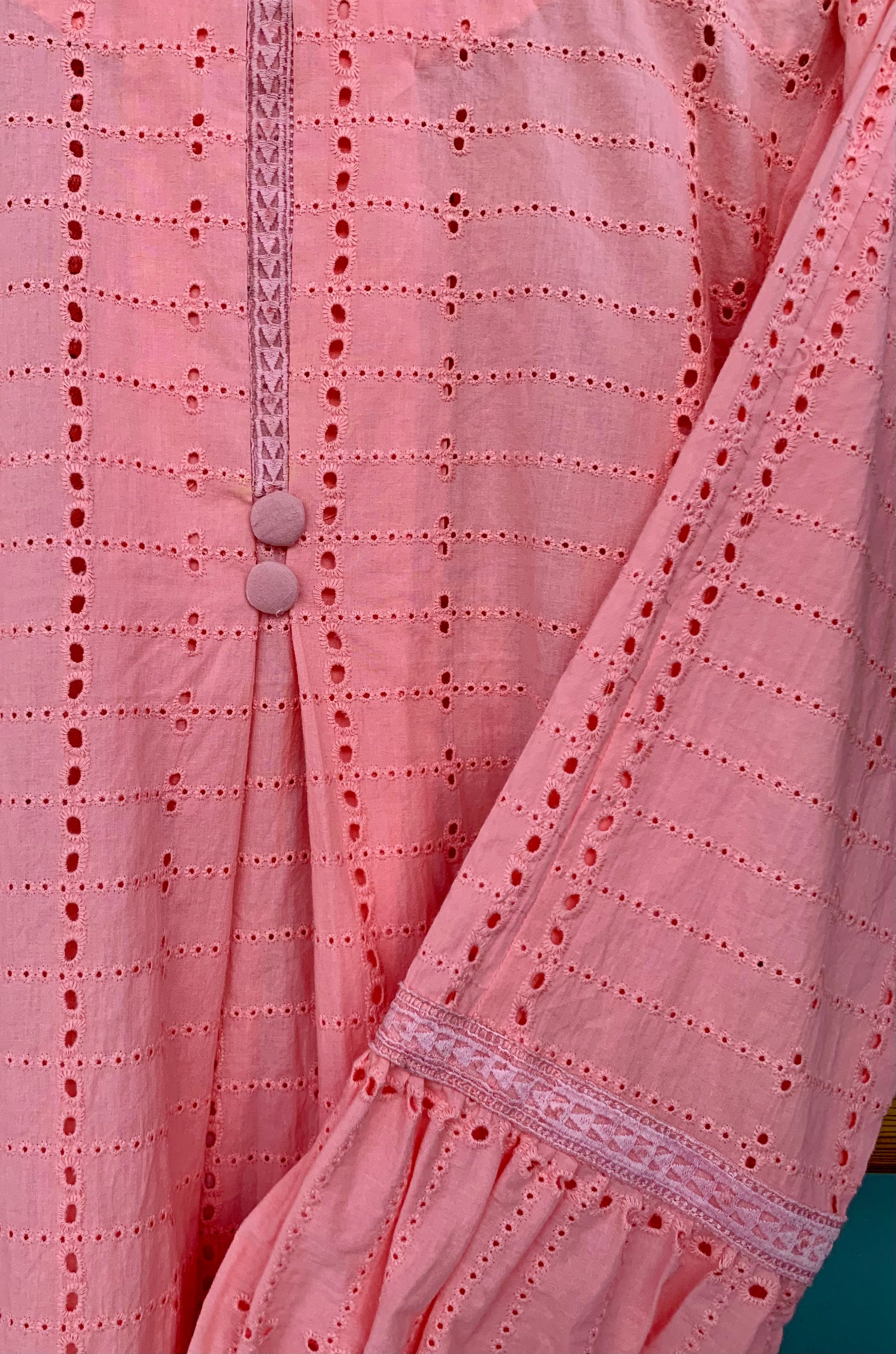 0987-PINK CHIKANKARI COTTON GOWN